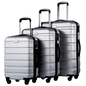 Coolife Luggage 3 Piece Set Suitcase Spinner Hardshell Lightweight (sliver3)