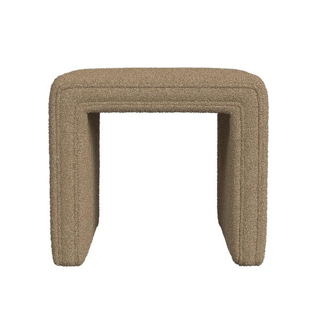 HomePop Modern Channel Tufted Ottoman|Homepop Home Décor|Ottoman for Living Room & Bedroom - Brown Boucle