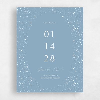 Blue Typography Wedding Save the Date - Glacier Frame