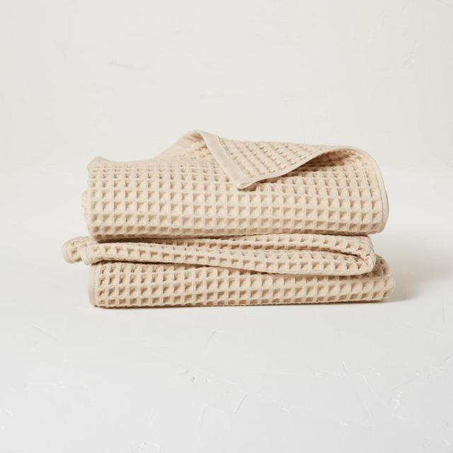 2pk Waffle Bath Towel Set Sand - Casaluna™