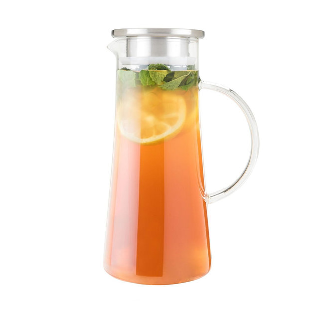 Pinky Up Charlie Glass Iced Tea Carafe, Loose Leaf Tea Accessories, Iced Tea Beverage Brewer, 1.5 liter Capacity