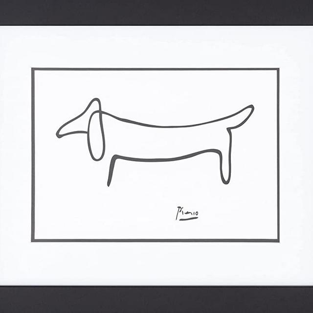 Buyartforless Framed The Dog (Le Chien) Drawing by Pablo Picasso 14x11 Art Print Poster Double Mat