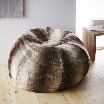 Faux Fur Ombre Bean Bag - Mocha