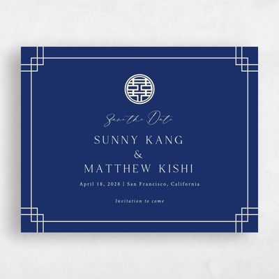 Dark Royal, Blue Wedding Save the Date - Meili Landscape
