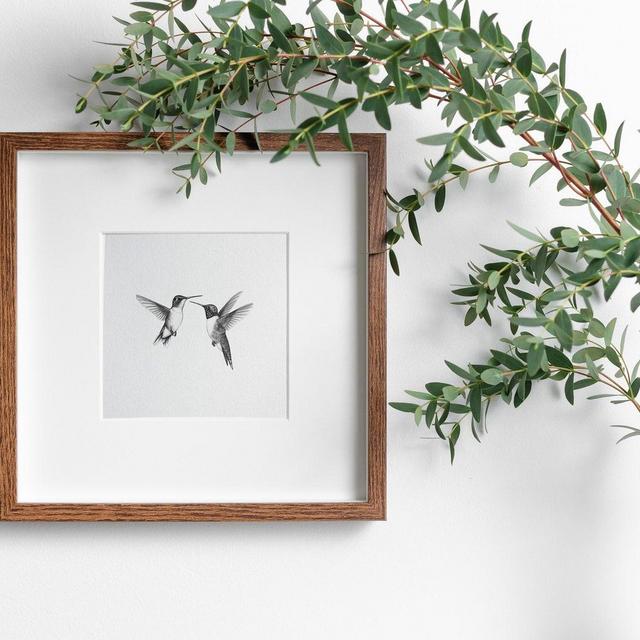 Mailed Prints | Vintage Art Print, Two Hummingbirds Sketch Print,, Hummingbirds Artwork, Minimalist Black and White Print