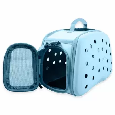 Narrow Shell Lightweight Collapsible Pet Carrier in Light Blue
