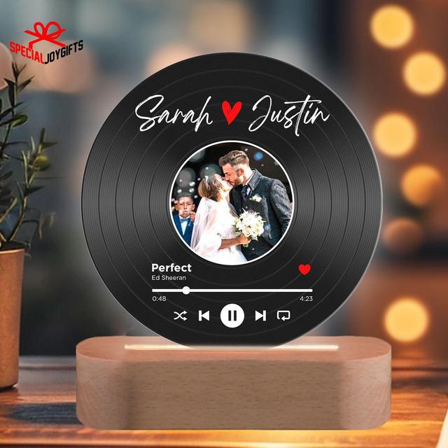 Custom Vinyl Record with Photo Night Light, Our Love Story Gift, Anniversary Gifts, Romantic Gift For Couple, Valentines Day Gift for Him