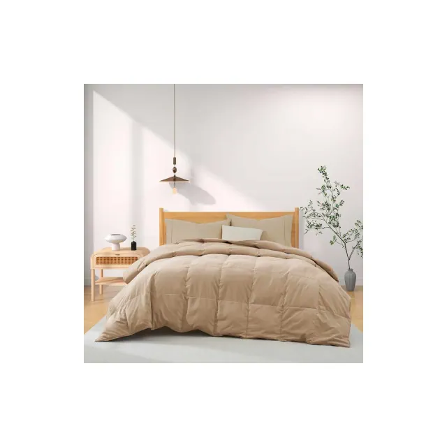Peace Nest Lightweight Summer White Feather Down Comforter Duvet Insert, Ginger Root, Full/Queen