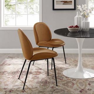 Scoop Vegan Leather Dining Chairs, Set of 2