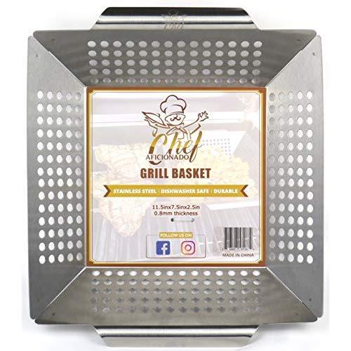 Chef Aficionado Grilling Basket - Vegetable Grill Basket Makes Grilling Easy, Fast and Fun