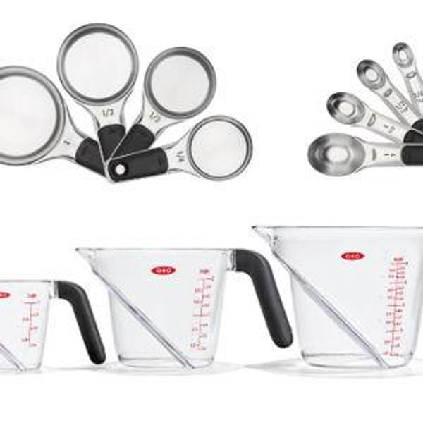 3 Piece Angled Measuring Cup Set & Stainless Steel Measuring Cups and Spoons Set Bundle