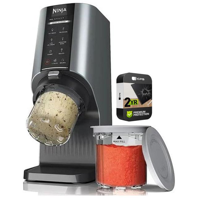 Ninja NC201 CREAMi Breeze 7-in-1 Ice Cream & Frozen Treat Maker & More (Renewed) Bundle with 2 YR CPS Enhanced Protection Pack
