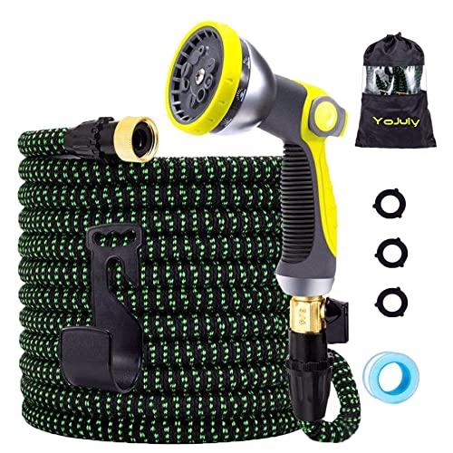 Expandable Garden Hose,50 ft Leakproof Lightweight Garden Water Hose -with 10 Function Spray Nozzle and Durable 3-Layers Latex,Best Choice for Watering and Washing (Green, 50FT)