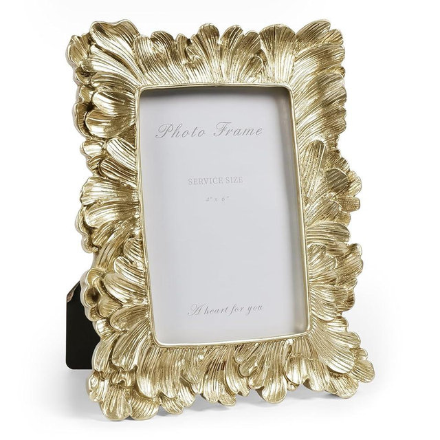 Cuspin Vintage Picture Frame 4x6 Frames, Gold Palm Leaves Textured Hand-Crafted Resin with Glass Front Elegant Retro Vintage Design Photo Frame for Wall and Tabletop Display Home Decor