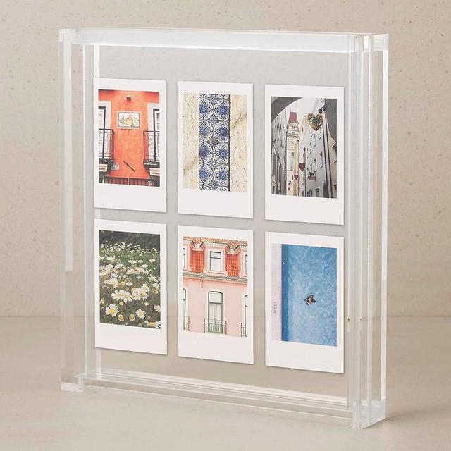 Elil Clear Polaroid Frame for Instant Film Fujifilm Instax Film 8.3" x 7.6" Collage Frame Family and Wedding Collage Picture Frames Double Glass Acrylic Floating Frame