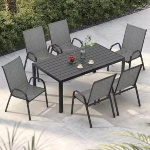 7-Piece Metal Outdoor Dining Set in Grey