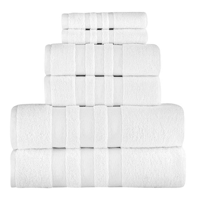 AROW9 - 6 Piece Luxury Towel Set 100% Turkish Cotton – Hand, Wash & Bath - Premium Quality Decorative & Soft - Fancy Home Guest Bathroom & Spa Towels - Elegant Gentle Caress Design - White