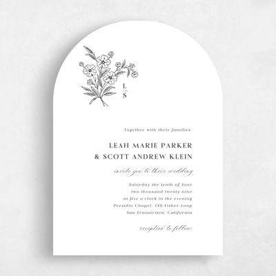 White Arch Wedding Invitation - Artura Portrait