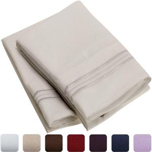 Mellanni Luxury Pillowcase Set - HIGHEST QUALITY Brushed Microfiber 1800 Bedding - Wrinkle, Fade, Stain Resistant - Hypoallergenic (Set of 2 Standard Size, Light Gray)