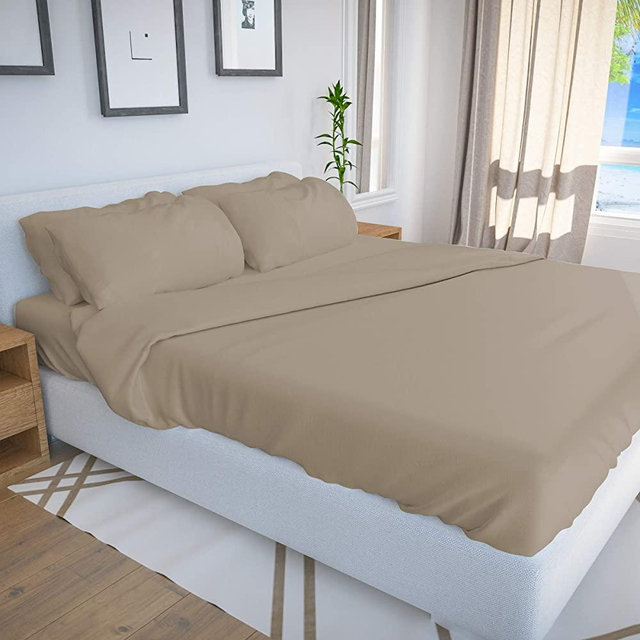 Bamboo Bay 6-Piece Bamboo Sheet Set (10 Color Options) - Soft, Breathable & Cooling 100% Viscose from Bamboo Sheets - Extra Deep Pocket, No-Slip Fitted Sheet (King Size, Sand)