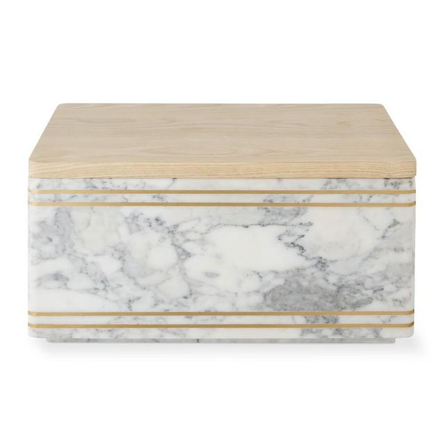 White Marble and Gold Bread Box