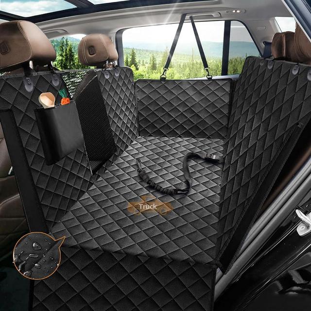 nzonpet Dog Car Seat Covers for Backseat, 100% Waterproof with Big Mesh Window, XL Nonslip Scratchproof Dog Truck Hammock, Heavy Duty Seat Covers for Full Sized Pickup Trucks F150- Black