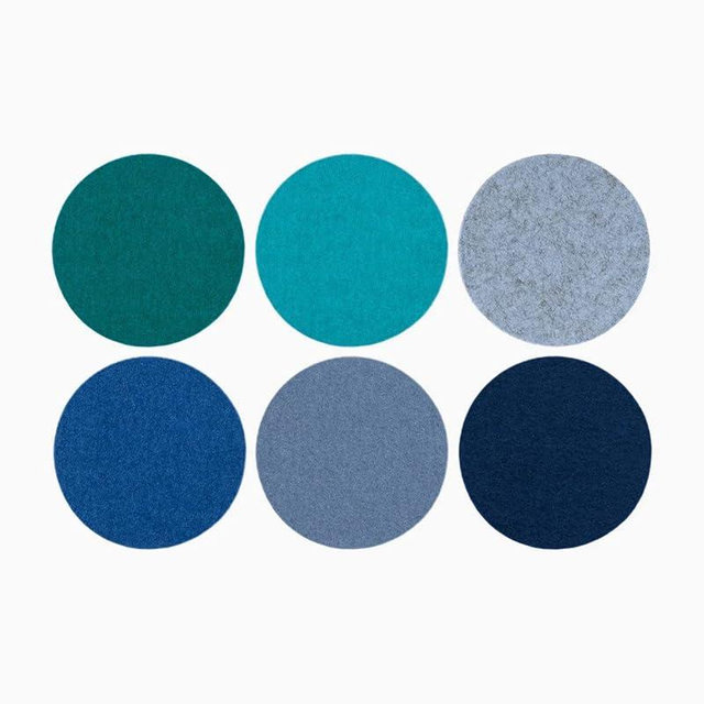 Graf Lantz - Bierfilzl Merino Wool Round Coasters Set of 6 - Ocean (4" Circles) - Absorbs 30% of Weight - German Wool - Heat Resistant, Sustainable, & Reusable - Home Decor & Coffee Table Decor