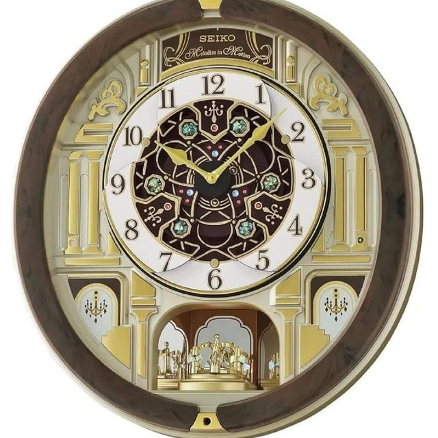 Seiko Melodies in Motion Wall Clock, Golden Chandelier