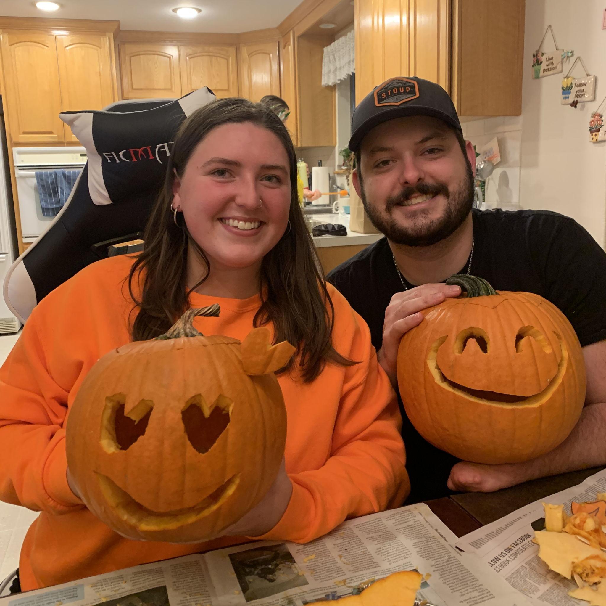 Family pumpkin carving when Shawn was living with Nanny