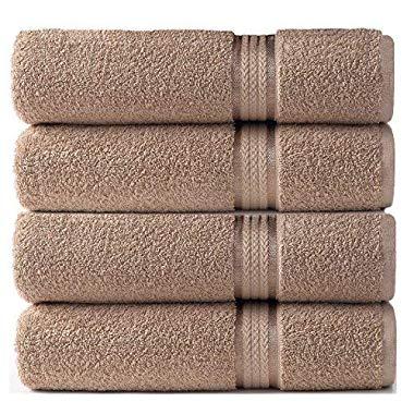 Cotton Craft - 4 Pack - Ultra Soft Oversized Extra Large Bath Towels 30x54 Linen - 100% Pure Ringspun Cotton - Luxurious Rayon Trim - Ideal for Daily Use - Each Towel Weighs 22 Ounces