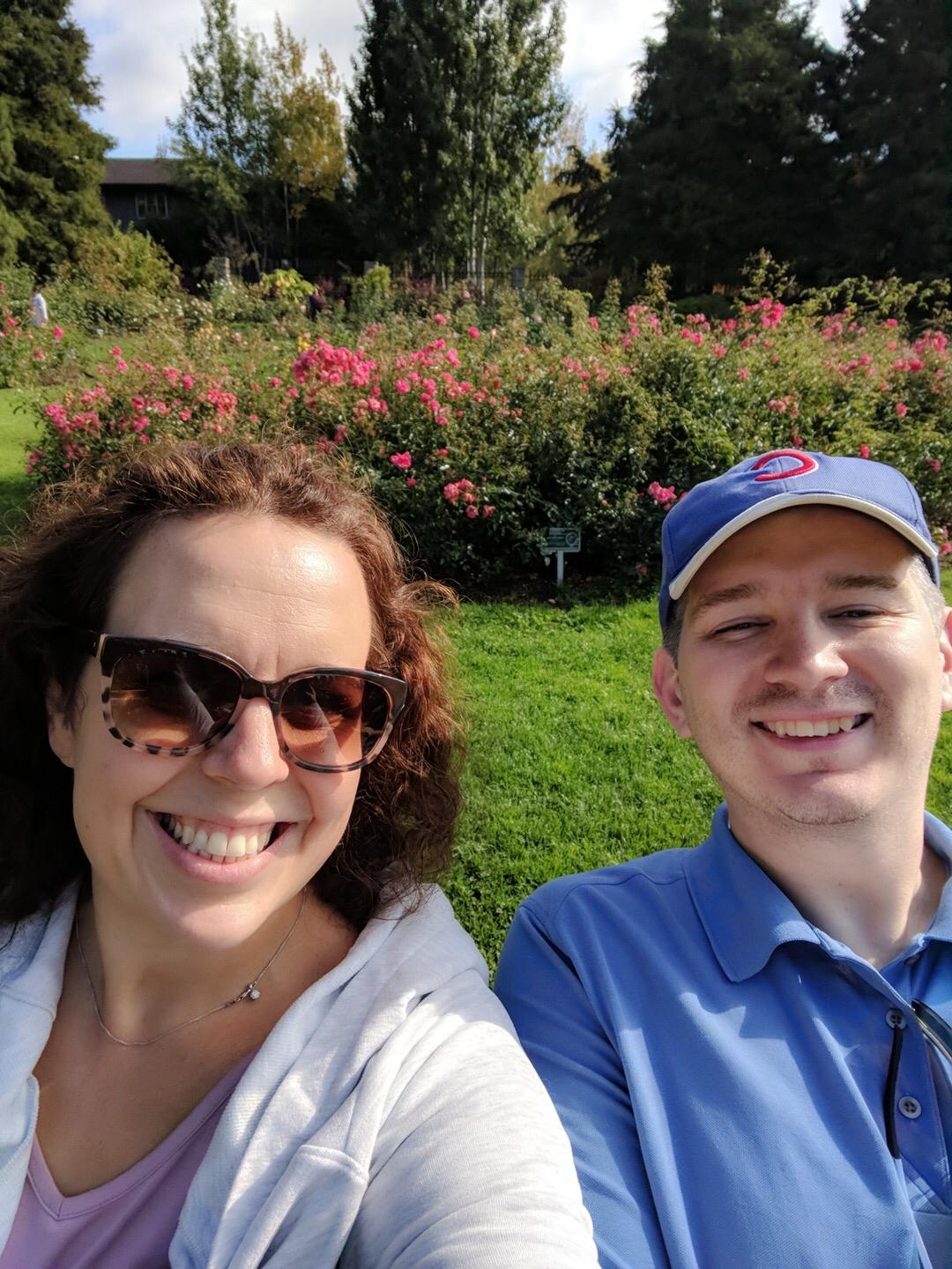 Seattle Rose Test Garden, right before we saw a heron devour a goldfish.