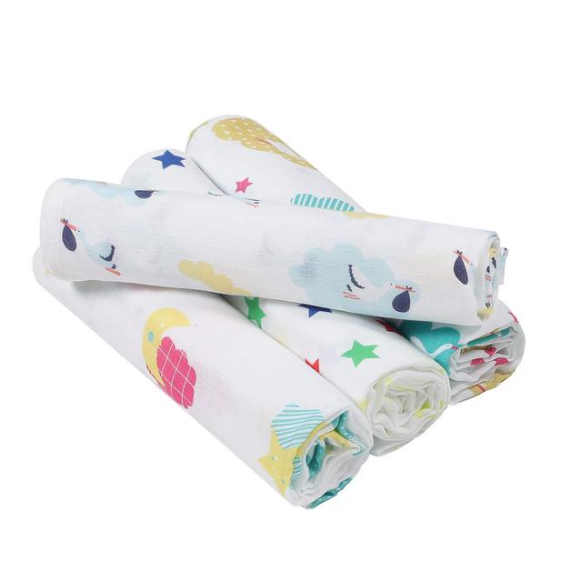 100% Organic Cotton Muslin Swaddle Wrap, Soft Muslin Blanket, 47x47 Unisex. 4 Pack