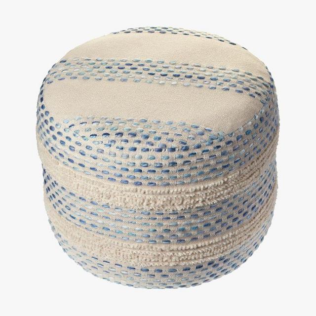 Blue/Cream OPP Dash Handwoven Pouf