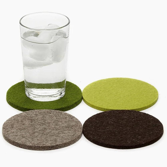 Graf Lantz - Bierfilzl Felt Coasters - Round - 100% Merino Wool - Moisture Wicking - Heat Resistant - Sustainable - Home Decor - Bar Decor - Housewarming Gift - 4 Coaster Set - 4" Circles - Forest