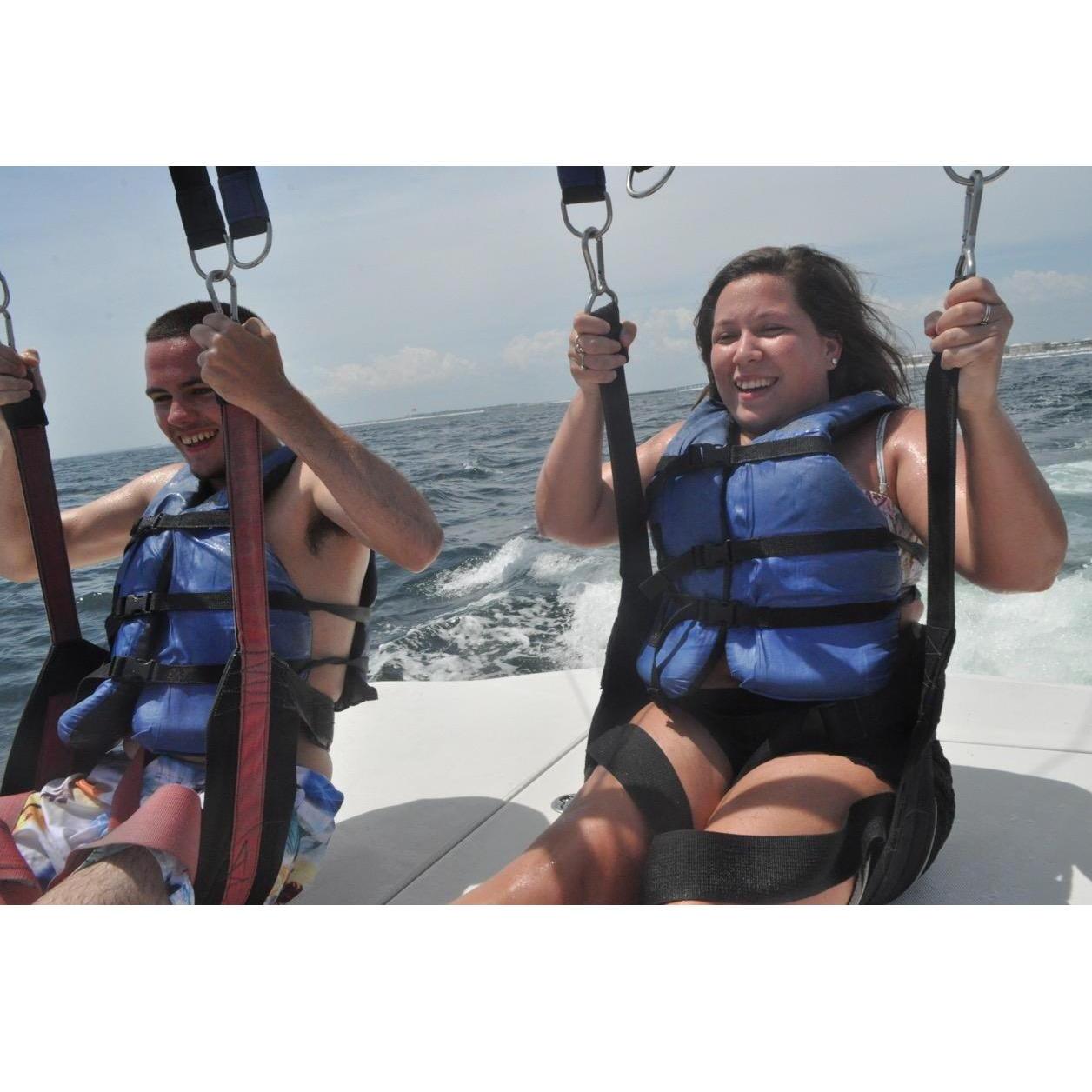Brianna and Johnathan Parasailing on vacation in Destin, Florida. Photo taken summer 2015.