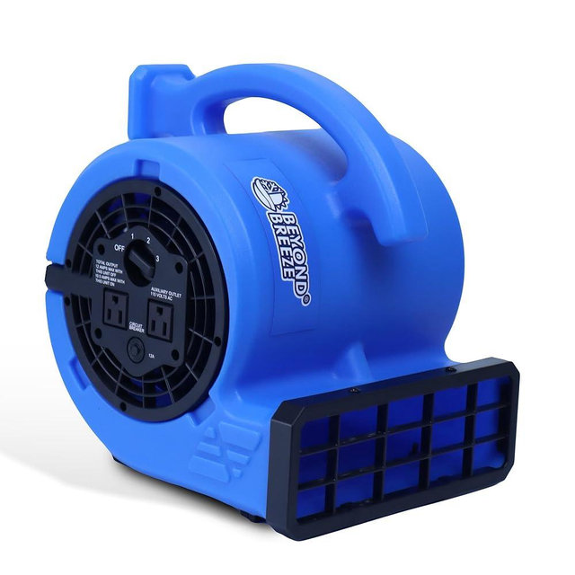 BEYOND BREEZE 1/4 HP Air Mover Blower Fan, Heavy-Duty Floor Blower with 3 Speeds & 4 Adjustable Angles, Built-in Dual AC Outlets, 10 Ft Cord for Carpet Drying, Workshop Ventilation, Commercial Use