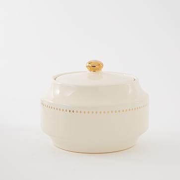 Fishs Eddy Gilded Sugar Bowl, Stripe Dots, Gold