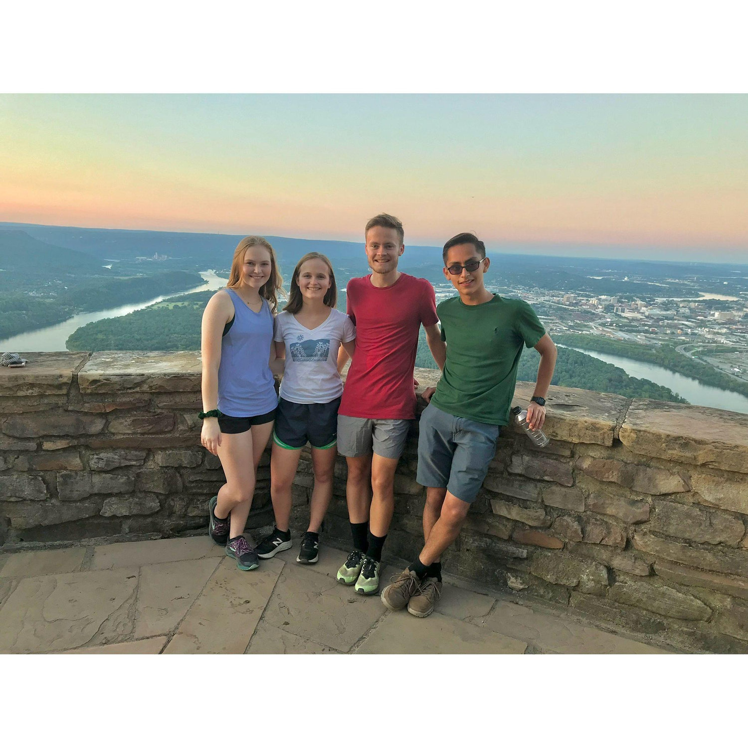 To our knowledge, the first photo with both of us in it, also featuring two members of our wedding party :) (September 2019)