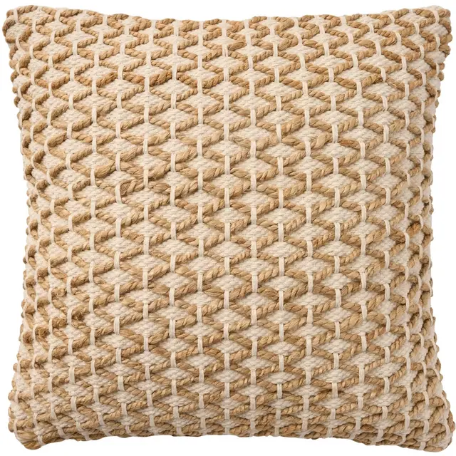 Mina Victory Lifestyle Jute & Cotton Weave 18" x 18" Ivory Indoor Throw Pillow