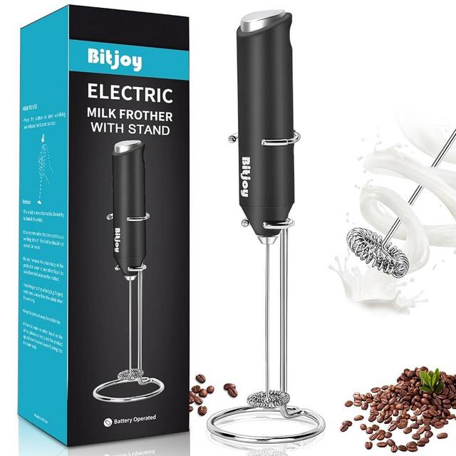 Milk Frother Electric Mixer Coffee - Battery Operated Whisk Handheld Drink Stirrer Mixing Wand - Mini Coffee Foam Blender Hand Held for Matcha, Latte, Cappuccino, Frappe, Chocolate