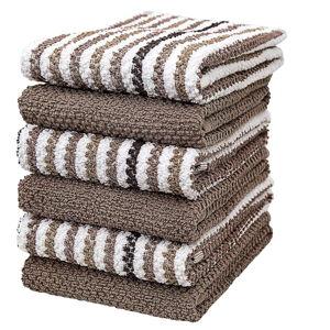 Premium Kitchen Towels (16”x 26”, 6 Pack) Tan- Wide Stripes