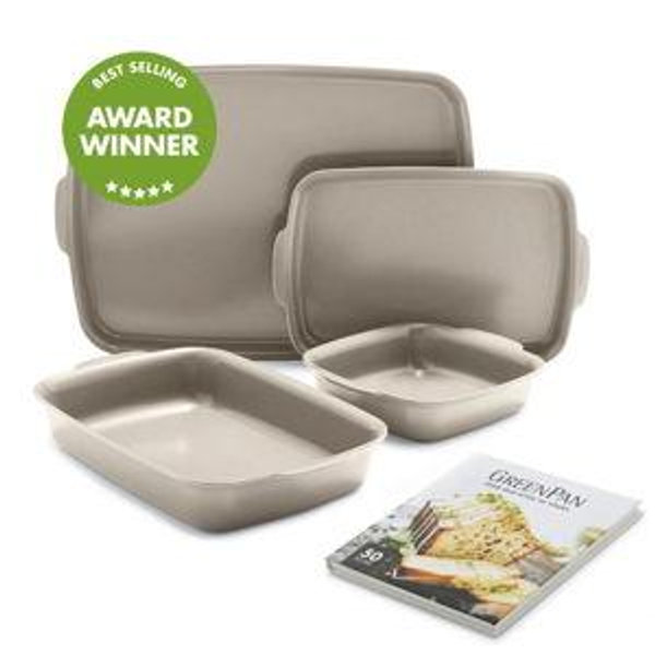 Premiere Ovenware Ceramic Nonstick 4-Piece Set | Taupe
