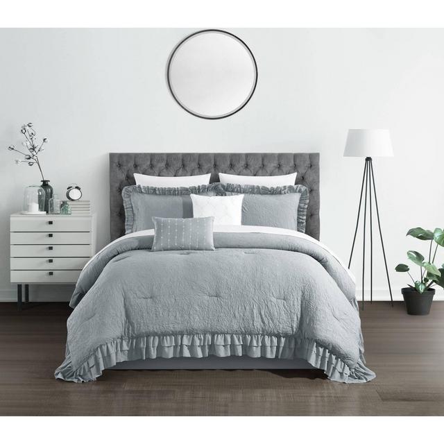 Queen 5pc Kaci Comforter Set Gray - Chic Home Design