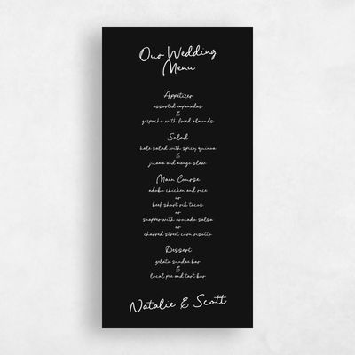 Black Wedding Menu - Morgay