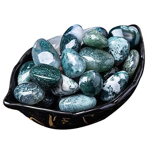 Rooxin Green Agate Stone for Plants Cacti & Succulents Bedding, 1.1lb 0.4-1.18 Inch Pebbles Polished Gravel for Fish Tanks, Landscape, Vase Filler, Fountain Stones Home Decoration