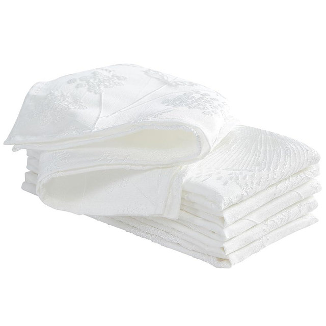 Laura Ashley Napkins Raised Woven Embroidered Jacquard Fabric, Wrinkle Resistant for Dining, Holiday, Party, Wedding or Banquet, Set of 6 Napkins, Cynthia White