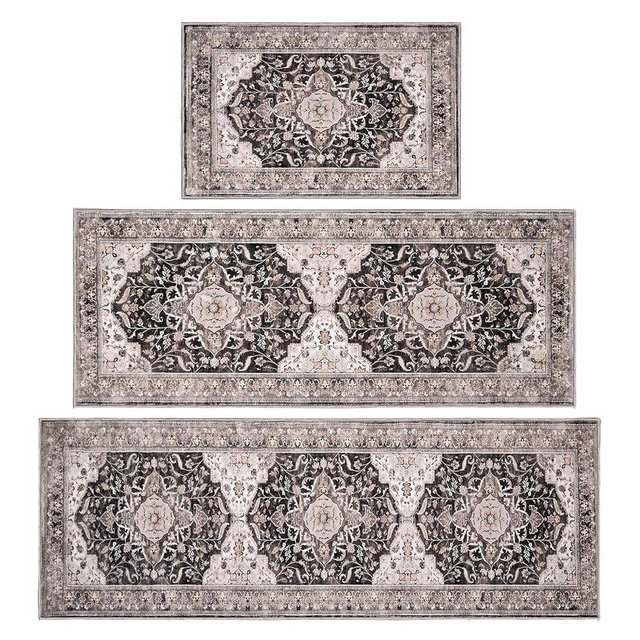 Kitchen Rug Set 3Pcs, Boho Rug Sets Non Slip Washable for Floor Thick Farmhouse Kitchen Decor Runner Rugs for Kitchen, Entryway，Laundry, Hallways 20''x32''+20''x48''+20''x59