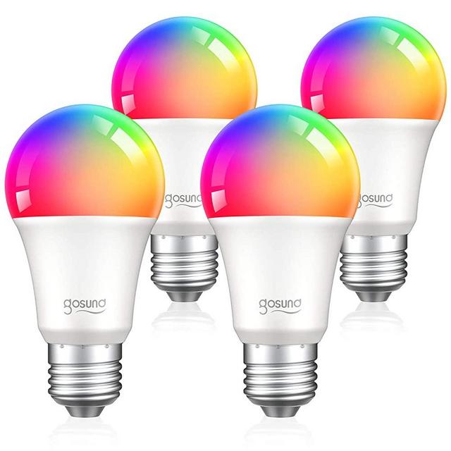 Smart Light Bulb Works with Alexa Google Home, Gosund E26 RGB Color Changing Light Bulb with App 8W A19 Dimmable Smart LED Bulb 75W Equivalent, 2.4GHz WiFi Only, No Hub Required 4 Pack