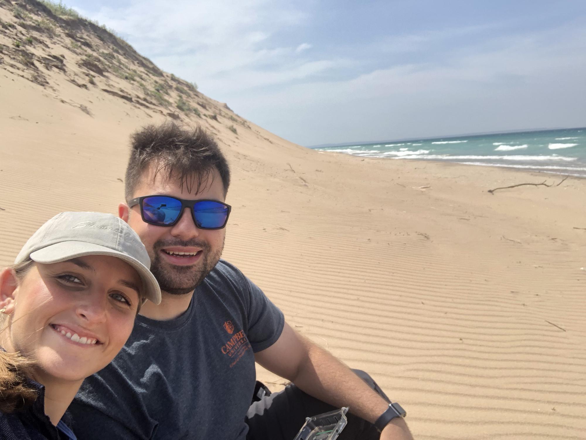 A and K exploring the Sleeping Bear Dunes National Seashore in Michigan! To get to this spot and back to starting point, although only 3.5 miles it felt double that hiking up large rolling sand dunes!