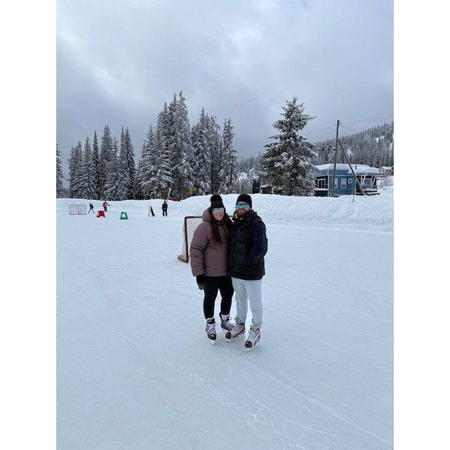 We enjoy skating in the winter. We celebrated our engagement in Kelowna skating at Silver Star Resort.